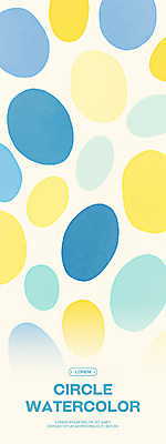 PSD 세로배너 백그라운드 일러스트 추상 수채화 사람없음 파란색 노란색 원형 국내일러스트 도형 배너 컬러 무늬 세로 파일형식