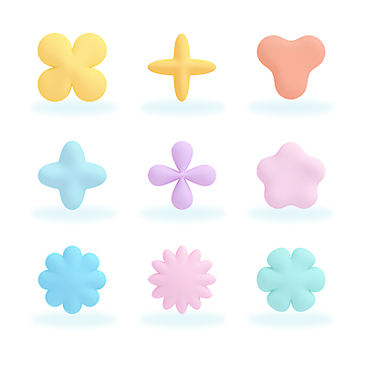 모양 도형 PSD 편집이미지 추상 사람없음 세트 컬러풀 3D 오브젝트 파스텔톤 편집3D 컬러 무늬 디지털합성 파일형식