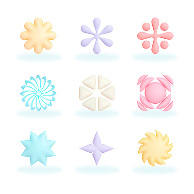 모양 도형 PSD 편집이미지 추상 사람없음 세트 컬러풀 3D 오브젝트 파스텔톤 편집3D 컬러 무늬 디지털합성 파일형식