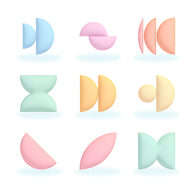 모양 도형 PSD 편집이미지 추상 사람없음 세트 컬러풀 3D 오브젝트 파스텔톤 편집3D 컬러 무늬 디지털합성 파일형식