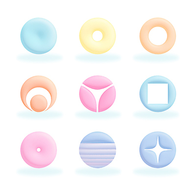 모양 PSD 편집이미지 추상 사람없음 세트 컬러풀 3D 원형 오브젝트 파스텔톤 편집3D 도형 컬러 무늬 디지털합성 파일형식