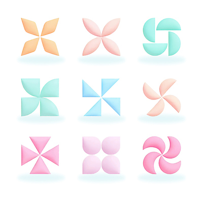 모양 도형 PSD 편집이미지 추상 사람없음 세트 컬러풀 3D 오브젝트 파스텔톤 편집3D 컬러 무늬 디지털합성 파일형식