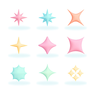 모양 도형 PSD 편집이미지 추상 사람없음 반짝임 세트 컬러풀 3D 오브젝트 파스텔톤 편집3D 컬러 무늬 모션 디지털합성 파일형식