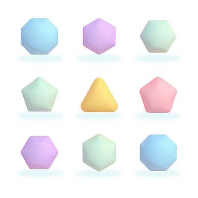 모양 PSD 편집이미지 추상 사람없음 세트 컬러풀 3D 오브젝트 다각형 파스텔톤 편집3D 도형 컬러 무늬 디지털합성 파일형식