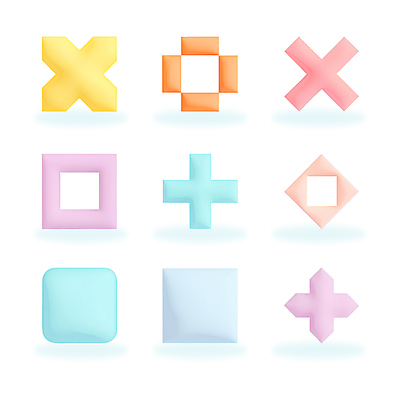 모양 PSD 편집이미지 추상 사람없음 세트 컬러풀 3D 사각형 오브젝트 십자모양 파스텔톤 편집3D 도형 컬러 무늬 디지털합성 십자 파일형식