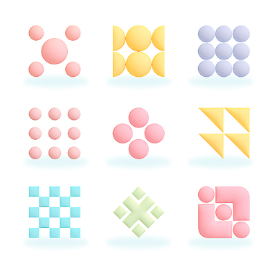 모양 도형 PSD 편집이미지 패턴 추상 사람없음 세트 컬러풀 3D 오브젝트 파스텔톤 편집3D 컬러 무늬 디지털합성 파일형식