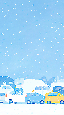 JPG 도로 겨울 일러스트 자동차 하늘 풍경 사람없음 파란색 눈내림 국내일러스트 AI일러스트 AI콘텐츠 계절 길 육상교통 컬러 교통시설 눈_날씨 파일형식