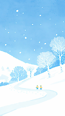 JPG 나무 겨울 일러스트 하늘 산 사람 풍경 두명 파란색 눈길 쌓인눈 눈내림 국내일러스트 AI일러스트 AI콘텐츠 식물 계절 길 컬러 눈_날씨 파일형식