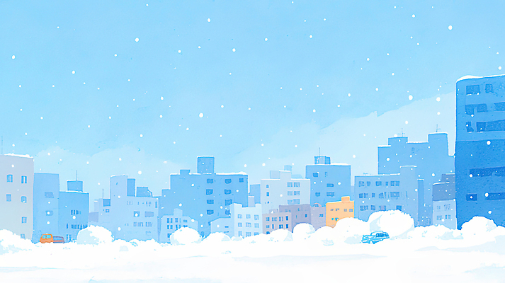 JPG 구름 겨울 일러스트 자동차 하늘 풍경 사람없음 건물 파란색 도시 쌓인눈 눈내림 국내일러스트 AI일러스트 AI콘텐츠 자연요소 건축물 계절 육상교통 컬러 눈_날씨 파일형식