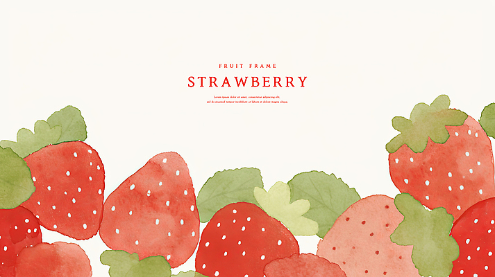 PSD 잎 일러스트 딸기 수채화 사람없음 빨간색 초록색 제철과일 국내일러스트 식물 컬러 과일 제철 파일형식