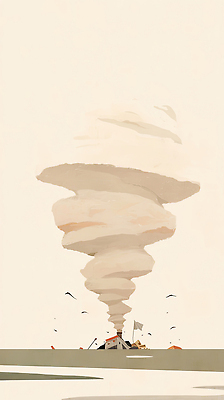 JPG 일러스트 바람 주택 사람없음 피해 파편 위험 붕괴 허리케인 국내일러스트 AI일러스트 AI콘텐츠 자연요소 컨셉 날씨 건물 자연재해 파일형식