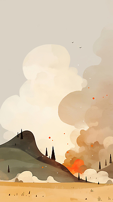 JPG 나무 일러스트 산 사람없음 피해 연기 위험 자연재해 산불 국내일러스트 AI일러스트 AI콘텐츠 식물 컨셉 재해 화재 파일형식