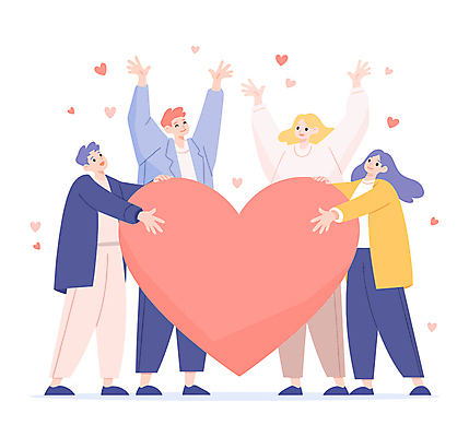 전신 여자 남자 일러스트 사랑 미소 여러명 성인 만세 올려보기 하트 잡기 성인만 국내일러스트 AI파일 모양 감정 다수 모션 표정 사람 파일형식 벡터