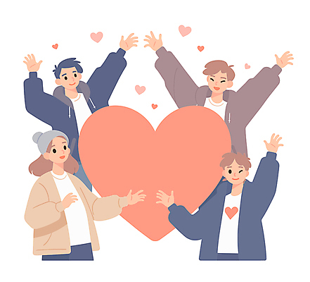 여자 남자 일러스트 털모자 사랑 윙크 미소 여러명 상반신 성인 손들기 만세 하트 성인만 국내일러스트 AI파일 모양 모자_잡화 감정 다수 모션 표정 사람 파일형식 벡터