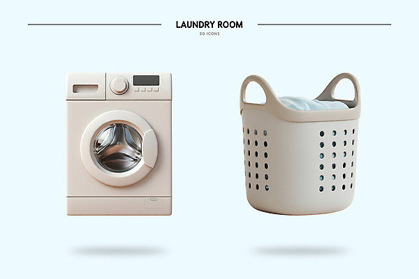 PSD 아이콘 사람없음 3D아이콘 3D 오브젝트 세탁기 빨래통 빨랫감 엘리먼트 편집3D 가전제품 빨래 디지털합성 파일형식
