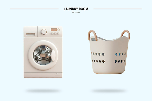 PSD 아이콘 사람없음 3D아이콘 3D 오브젝트 세탁기 빨래통 빨랫감 엘리먼트 편집3D 가전제품 빨래 디지털합성 파일형식