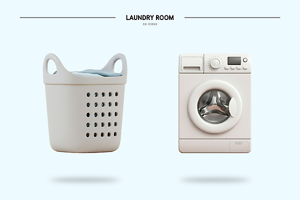 PSD 아이콘 사람없음 3D아이콘 3D 오브젝트 세탁기 빨래통 빨랫감 엘리먼트 편집3D 가전제품 빨래 디지털합성 파일형식