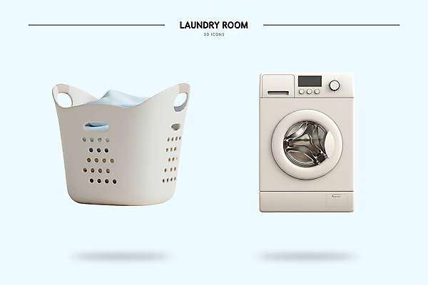 PSD 아이콘 사람없음 3D아이콘 3D 오브젝트 세탁기 빨래통 빨랫감 엘리먼트 편집3D 가전제품 빨래 디지털합성 파일형식