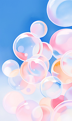 JPG 분홍색 일러스트 하늘 사람없음 비눗방울 감성 몽환 국내일러스트 AI일러스트 AI콘텐츠 컬러 컨셉 파일형식