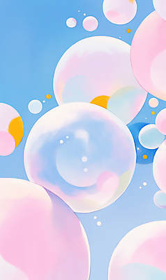 JPG 분홍색 일러스트 하늘 사람없음 비눗방울 감성 몽환 국내일러스트 AI일러스트 AI콘텐츠 컬러 컨셉 파일형식