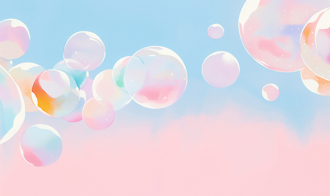 JPG 구름 분홍색 일러스트 하늘 사람없음 비눗방울 감성 몽환 국내일러스트 AI일러스트 AI콘텐츠 자연요소 컬러 컨셉 파일형식