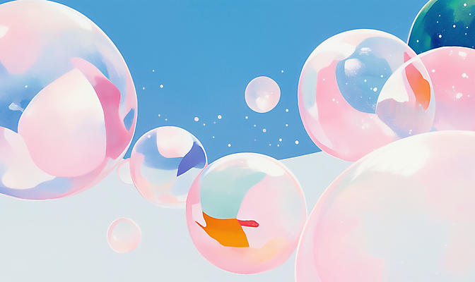 JPG 분홍색 일러스트 하늘 사람없음 비눗방울 감성 눈내림 몽환 국내일러스트 AI일러스트 AI콘텐츠 컬러 컨셉 눈_날씨 파일형식