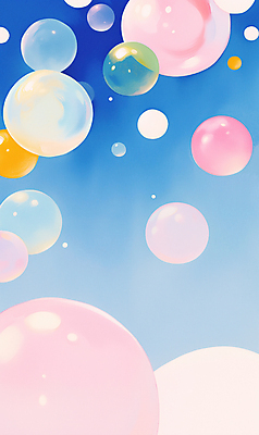 JPG 분홍색 일러스트 하늘 사람없음 비눗방울 감성 몽환 국내일러스트 AI일러스트 AI콘텐츠 컬러 컨셉 파일형식