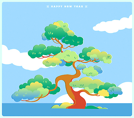 구름 한국전통 하늘색 일러스트 새해 풍경 사람없음 소나무 풀 연하장 한국화 해피뉴이어 국내일러스트 AI파일 자연요소 나무 식물 전통 카드_감사 한국 파란색 새해인사 동양화 파일형식 벡터