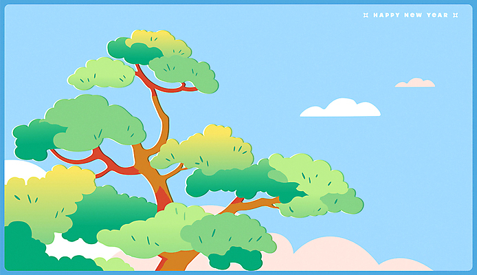 구름 한국전통 일러스트 새해 풍경 사람없음 소나무 연하장 한국화 해피뉴이어 국내일러스트 AI파일 자연요소 나무 전통 카드_감사 한국 새해인사 동양화 파일형식 벡터