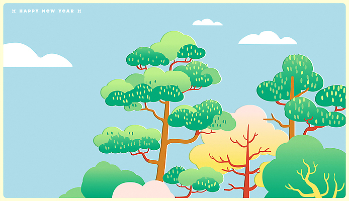 구름 한국전통 일러스트 새해 풍경 사람없음 소나무 연하장 한국화 해피뉴이어 국내일러스트 AI파일 자연요소 나무 전통 카드_감사 한국 새해인사 동양화 파일형식 벡터