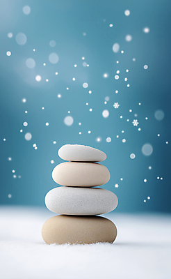 JPG 편집이미지 겨울 사람없음 파란색 조약돌 보케 쌓인눈 눈내림 카피스페이스 편집실사 젠 AI포토 AI콘텐츠 계절 컬러 눈_날씨 쌓기 공백 돌_바위 CG 파일형식