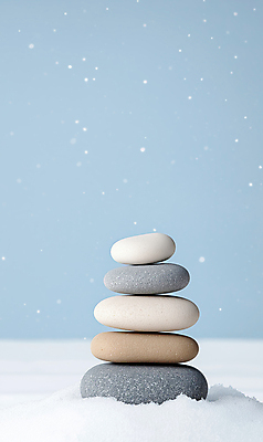 JPG 편집이미지 겨울 사람없음 파란색 조약돌 쌓인눈 눈내림 카피스페이스 편집실사 젠 AI포토 AI콘텐츠 계절 컬러 눈_날씨 쌓기 공백 돌_바위 CG 파일형식