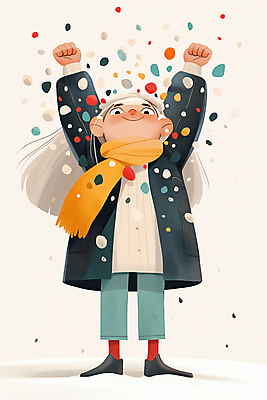 JPG 전신 여자 어린이 겨울 일러스트 한명 미소 소녀 컬러풀 목도리 만세 눈내림 소녀한명만 국내일러스트 AI일러스트 AI콘텐츠 1 잡화 계절 컬러 모션 눈_날씨 표정 사람 여자한명만 소녀만 파일형식