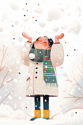 JPG 전신 여자 어린이 겨울 일러스트 한명 웃음 소녀 손들기 목도리 눈내림 소녀한명만 국내일러스트 AI일러스트 AI콘텐츠 1 잡화 계절 모션 눈_날씨 표정 사람 여자한명만 소녀만 파일형식