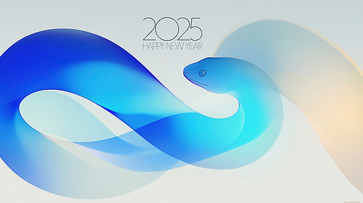 PSD 디자인 곡선 일러스트 사람없음 그래픽 파란색 뱀띠 해피뉴이어 홀로그램 2025년 을사년 국내일러스트 푸른뱀 선 컬러 새해인사 십이지신 뱀 연도 파일형식