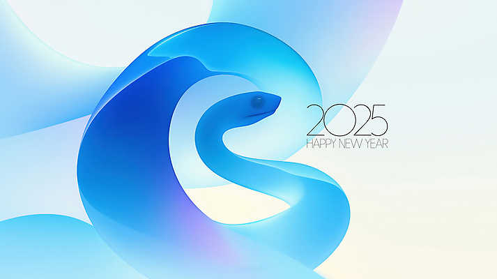 PSD 디자인 곡선 일러스트 사람없음 그래픽 파란색 뱀띠 해피뉴이어 홀로그램 2025년 을사년 국내일러스트 푸른뱀 선 컬러 새해인사 십이지신 뱀 연도 파일형식