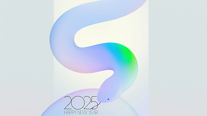 PSD 디자인 곡선 일러스트 사람없음 그래픽 뱀띠 해피뉴이어 홀로그램 2025년 을사년 국내일러스트 푸른뱀 선 새해인사 십이지신 뱀 연도 파일형식