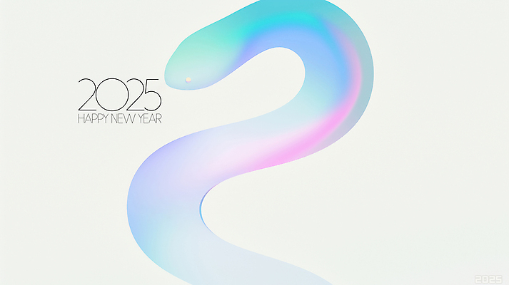 PSD 디자인 곡선 일러스트 사람없음 그래픽 뱀띠 해피뉴이어 홀로그램 2025년 을사년 국내일러스트 푸른뱀 선 새해인사 십이지신 뱀 연도 파일형식