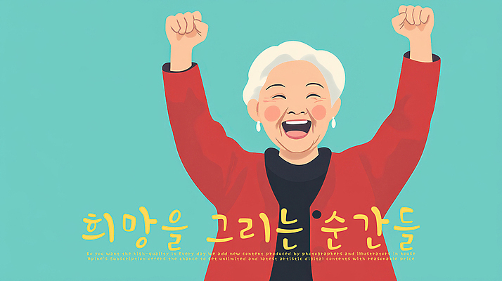 PSD 여자 노년 행복 할머니 일러스트 응원 성공 한명 웃음 파란색 손들기 파이팅 희망 주먹 에너지 도전 긍정 노인여자한명만 국내일러스트 1 감정 컬러 컨셉 모션 표정 사람 성인 여자한명만 노인여자만 파일형식