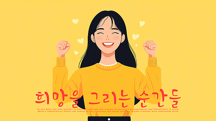 PSD 여자 행복 일러스트 응원 성공 한명 웃음 성인 노란색 손들기 파이팅 희망 주먹 에너지 도전 긍정 성인여자한명만 국내일러스트 1 감정 컬러 컨셉 모션 표정 사람 여자한명만 성인여자만 파일형식