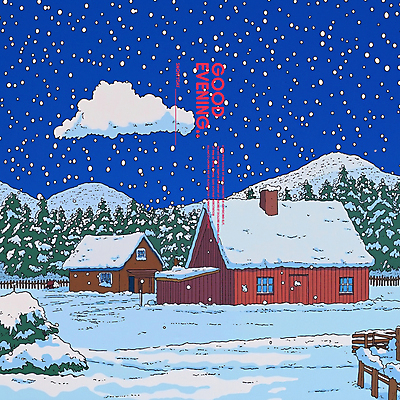 PSD 나무 구름 일러스트 밤하늘 주택 사람없음 파란색 울타리 고요 쌓인눈 눈내림 국내일러스트 자연요소 식물 컬러 하늘 눈_날씨 건물 담장 야간 파일형식