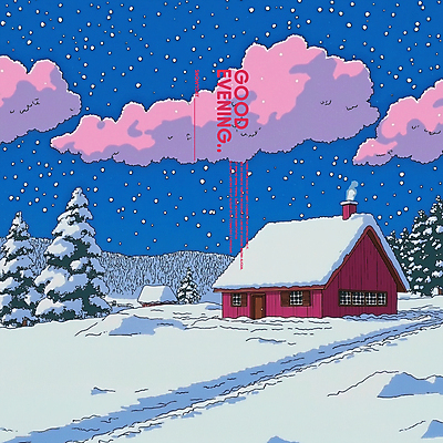 PSD 나무 구름 일러스트 밤하늘 주택 사람없음 파란색 고요 눈길 쌓인눈 눈내림 국내일러스트 자연요소 식물 길 컬러 하늘 눈_날씨 건물 야간 파일형식