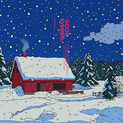 PSD 나무 구름 일러스트 밤하늘 주택 사람없음 파란색 고요 쌓인눈 눈내림 국내일러스트 자연요소 식물 컬러 하늘 눈_날씨 건물 야간 파일형식