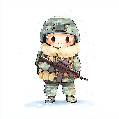 JPG 남자 일러스트 배낭 한명 서기 미소 들기 성인 군인 총 조끼 군복 군모 군장비 눈내림 성인남자한명만 일러캐릭터 AI일러스트 AI콘텐츠 직업 캐릭터 1 무기 유니폼 가방 모션 눈_날씨 표정 사람 외투 장비 군용 국군 남자한명만 성인남자만 파일형식