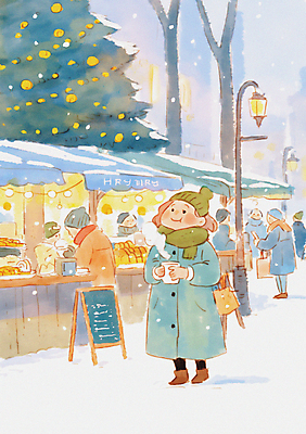 JPG 나무 여자 남자 겨울 가로등 일러스트 털모자 미소 들기 여러명 성인 빛 크리스마스트리 목도리 시장 군중 종이컵 쌓인눈 눈내림 성인만 눈덮임 국내일러스트 AI일러스트 AI콘텐츠 식물 모자_잡화 잡화 계절 공공시설 다수 컨셉 크리스마스 모션 눈_날씨 표정 사람 컵 일회용 파일형식