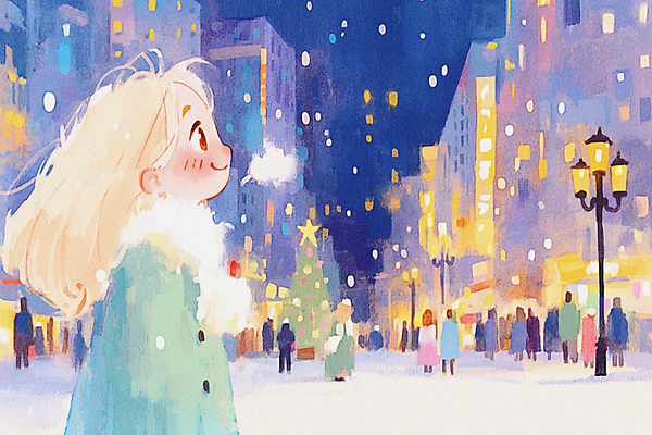 JPG 여자 남자 어린이 겨울 가로등 일러스트 소녀 여러명 성인 건물 빛 크리스마스트리 시장 군중 쌓인눈 눈내림 눈덮임 국내일러스트 AI일러스트 AI콘텐츠 건축물 계절 공공시설 다수 컨셉 크리스마스 눈_날씨 사람 파일형식