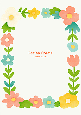 PSD 잎 일러스트 봄꽃 사람없음 컬러풀 테두리 꽃프레임 카피스페이스 국내일러스트 식물 꽃 컬러 프레임 봄 공백 파일형식