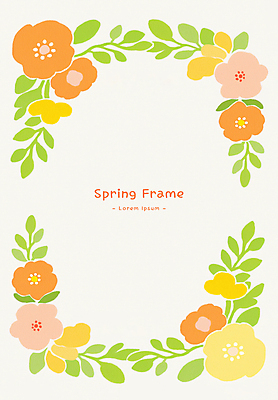 PSD 잎 일러스트 봄꽃 사람없음 컬러풀 테두리 꽃프레임 카피스페이스 국내일러스트 식물 꽃 컬러 프레임 봄 공백 파일형식