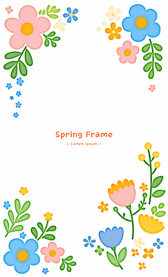 PSD 잎 일러스트 봄꽃 사람없음 컬러풀 테두리 꽃프레임 카피스페이스 국내일러스트 식물 꽃 컬러 프레임 봄 공백 파일형식