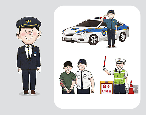 전신 직업 남자 일러스트 여러명 성인 경찰 범죄인 문신 법 경례 경찰차 경찰봉 검거 공무원 교통경찰 단속 칼라콘 성인남자만 순찰조끼 국내일러스트 AI파일 다수 자동차 사람 인사 범죄 안전장비 경찰복 남자만 성인만 파일형식 벡터